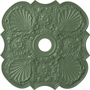 image29OD x 3 58ID x 1 38P Flower Ceiling Medallion Fits Canopies up to 6 14HandPainted Athenian Green
