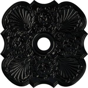 image29OD x 3 58ID x 1 38P Flower Ceiling Medallion Fits Canopies up to 6 14HandPainted Black Pearl