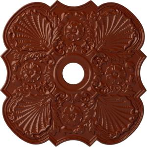 image29OD x 3 58ID x 1 38P Flower Ceiling Medallion Fits Canopies up to 6 14HandPainted Firebrick