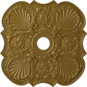 image29OD x 3 58ID x 1 38P Flower Ceiling Medallion Fits Canopies up to 6 14HandPainted Gold