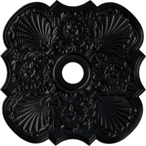 image29OD x 3 58ID x 1 38P Flower Ceiling Medallion Fits Canopies up to 6 14HandPainted Jet Black