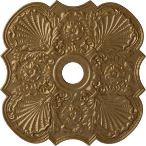 image29OD x 3 58ID x 1 38P Flower Ceiling Medallion Fits Canopies up to 6 14HandPainted Pale Gold