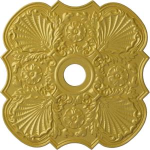 image29OD x 3 58ID x 1 38P Flower Ceiling Medallion Fits Canopies up to 6 14HandPainted Rich Gold