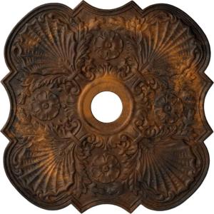 image29OD x 3 58ID x 1 38P Flower Ceiling Medallion Fits Canopies up to 6 14HandPainted Rust