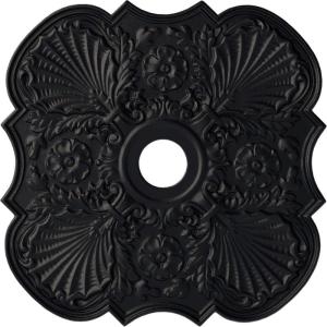 image29OD x 3 58ID x 1 38P Flower Ceiling Medallion Fits Canopies up to 6 14HandPainted Steel Gray