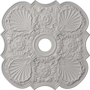 image29OD x 3 58ID x 1 38P Flower Ceiling Medallion Fits Canopies up to 6 14HandPainted Ultra Pure White