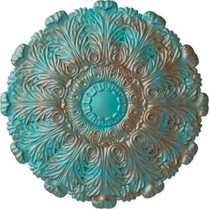 image31OD x 1 12P Durham Ceiling Medallion Fits Canopies up to 4 14HandPainted Copper Green Patina