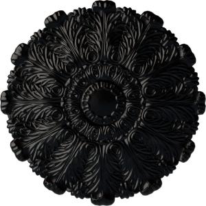image31OD x 1 12P Durham Ceiling Medallion Fits Canopies up to 4 14HandPainted Jet Black