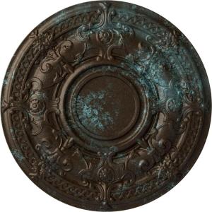 image33 78OD x 1 38P Dauphine Ceiling Medallion Fits Canopies up to 13 14HandPainted Bronze Blue Patina