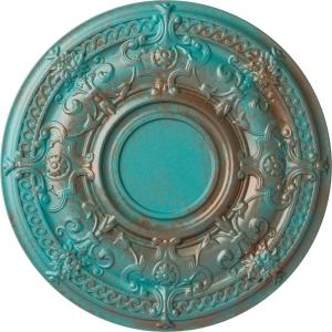 image33 78OD x 1 38P Dauphine Ceiling Medallion Fits Canopies up to 13 14HandPainted Copper Green Patina