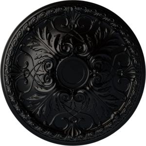imageEkena Millwork 26OD x 3P Tristan Ceiling Medallion Fits Canopies up to 5 12Jet Black Flat Finish