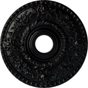 imageEkena Millwork CM18RO 18Inch OD x 3 12Inch ID x 1 12Inch P Rose Ceiling MedallionHandPainted Jet Black