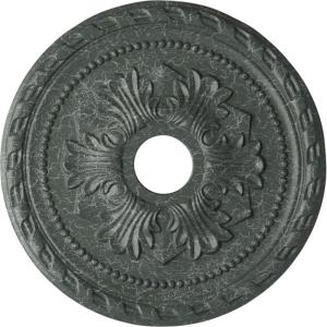 imageEkena Millwork CM20PMUWF Palmetto Ceiling Medallion fits Canopies up to 5 Ultra Pure WhiteAthenian Green Crackle Flat Finish
