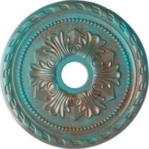 imageEkena Millwork CM20PMUWF Palmetto Ceiling Medallion fits Canopies up to 5 Ultra Pure WhiteCopper Green Patina Metallic Series