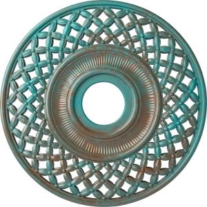 imageEkena Millwork CM22RBUWF Robin Ceiling Medallion Ultra Pure WhiteCopper Green Patina Metallic Series