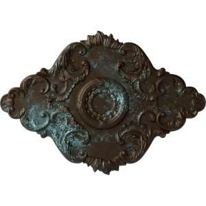 imageEkena Millwork CM37X26PE Piedmont Ceiling Medallion 37W x 26H x 1 38P Factory PrimedHandPainted Bronze Blue Patina