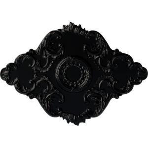 imageEkena Millwork CM37X26PE Piedmont Ceiling Medallion 37W x 26H x 1 38P Factory PrimedHandPainted Jet Black