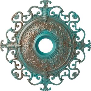 imageEkena Millwork CM38OLSGS 38 38OD X 6 58ID X 2 78P Orleans Ceiling Medallion Fits Canopies Up To 8 14 Steel GrayCopper Green Patina Metallic Series