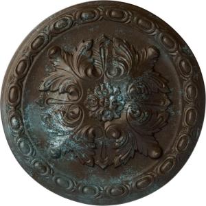 image11 34OD x 38P Stockport Ceiling MedallionHandPainted Bronze Blue Patina