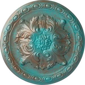 image11 34OD x 38P Stockport Ceiling MedallionHandPainted Copper Green Patina