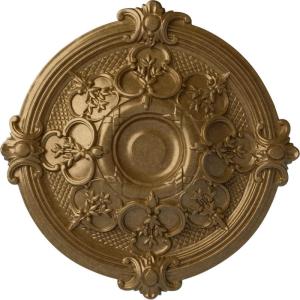 image17 38OD x 1 34P Hamilton Ceiling Medallion Fits Canopies up to 3 34Pale Gold Metallic Series