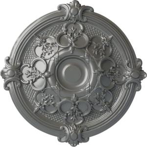 image17 38OD x 1 34P Hamilton Ceiling Medallion Fits Canopies up to 3 34Silver Metallic Series