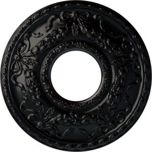 image22 18OD x 7 14ID x 1 34P Hurley Ceiling Medallion Fits Canopies up to 7 14Jet Black Flat Finish