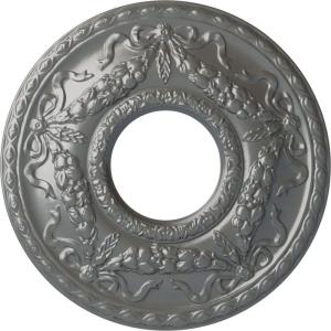 image22 18OD x 7 14ID x 1 34P Hurley Ceiling Medallion Fits Canopies up to 7 14Silver Metallic Series