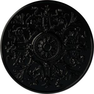 image33OD x 1 34P Versailles Ceiling Medallion Fits Canopies up to 3 14HandPainted Black Pearl