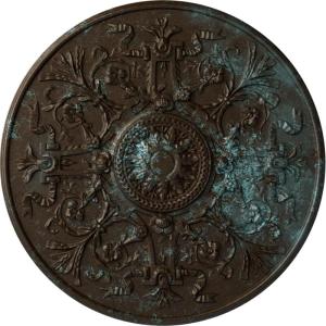 image33OD x 1 34P Versailles Ceiling Medallion Fits Canopies up to 3 14HandPainted Bronze Blue Patina
