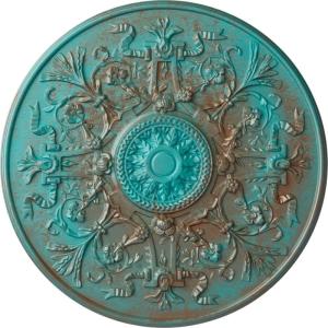 image33OD x 1 34P Versailles Ceiling Medallion Fits Canopies up to 3 14HandPainted Copper Green Patina