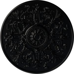 image33OD x 1 34P Versailles Ceiling Medallion Fits Canopies up to 3 14HandPainted Jet Black