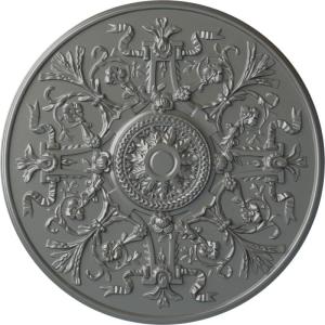 image33OD x 1 34P Versailles Ceiling Medallion Fits Canopies up to 3 14HandPainted Silver