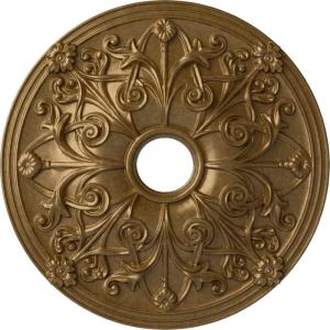 imageEkena Millwork CM23JA 23 58Inch OD x 3 78Inch ID x 2 18Inch P Jamie Ceiling MedallionHandPainted Pale Gold