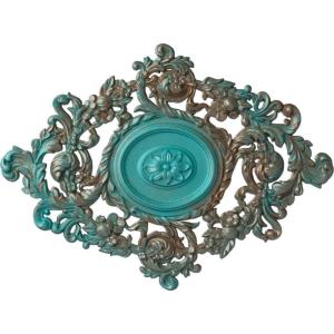 imageEkena Millwork CM30KTGLS  22 12W x 30 38H x 1 12P Katheryn Ceiling Medallion  Ceiling Medallion GoldHandPainted Copper Green Patina