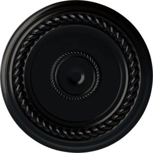 image19 58OD x 1 12P Alexandria Rope Ceiling Medallion Fits Canopies up to 4 58Jet Black Flat Finish