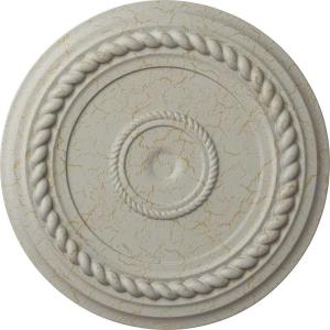 image19 58OD x 1 12P Alexandria Rope Ceiling Medallion Fits Canopies up to 4 58Pot of Cream Crackle Flat Finish