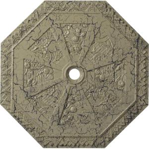 image29 18OD x 2 14ID x 1 18P Spring Octagonal Ceiling Medallion Fits Canopies up to 3Castle Stone Crackle Flat Finish