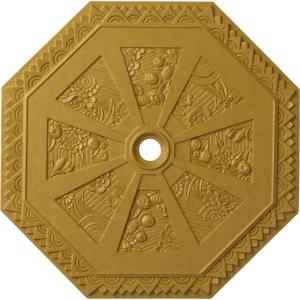 image29 18OD x 2 14ID x 1 18P Spring Octagonal Ceiling Medallion Fits Canopies up to 3Iridescent Gold Metallic Series