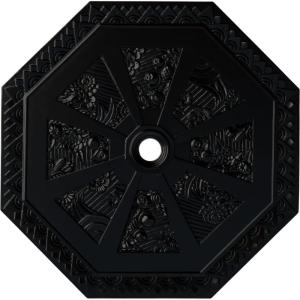 image29 18OD x 2 14ID x 1 18P Spring Octagonal Ceiling Medallion Fits Canopies up to 3Jet Black Flat Finish
