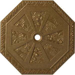 image29 18OD x 2 14ID x 1 18P Spring Octagonal Ceiling Medallion Fits Canopies up to 3Pale Gold Metallic Series