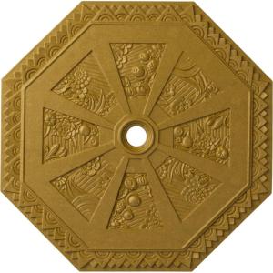 image29 18OD x 2 14ID x 1 18P Spring Octagonal Ceiling Medallion Fits Canopies up to 3Pharaohs Gold Metallic Series