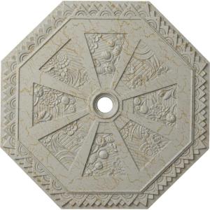 image29 18OD x 2 14ID x 1 18P Spring Octagonal Ceiling Medallion Fits Canopies up to 3Pot of Cream Crackle Flat Finish