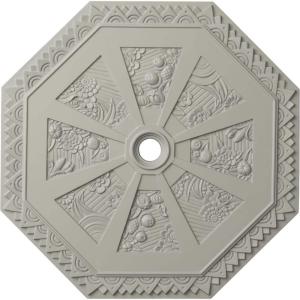image29 18OD x 2 14ID x 1 18P Spring Octagonal Ceiling Medallion Fits Canopies up to 3Pot of Cream Flat Finish