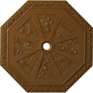 image29 18OD x 2 14ID x 1 18P Spring Octagonal Ceiling Medallion Fits Canopies up to 3Smokey Topaz Flat Finish